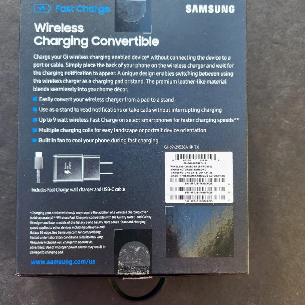Samsung Qi OEM Fast Charge Wireless Phone Charging Convertible Stand EP-PG950